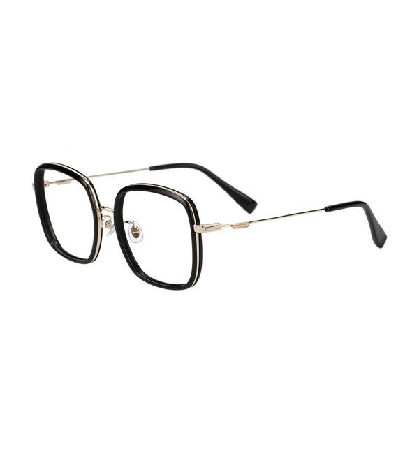  「ウェリントン型 四角形 メガネ 多角形│小顔効果 メタルフレーム│ビッグシェイプ｜ レンズ交換券付」|メガネ|