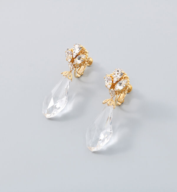  「ビジュー&times;クリアしずく　イヤリング」|イヤリング|CLR