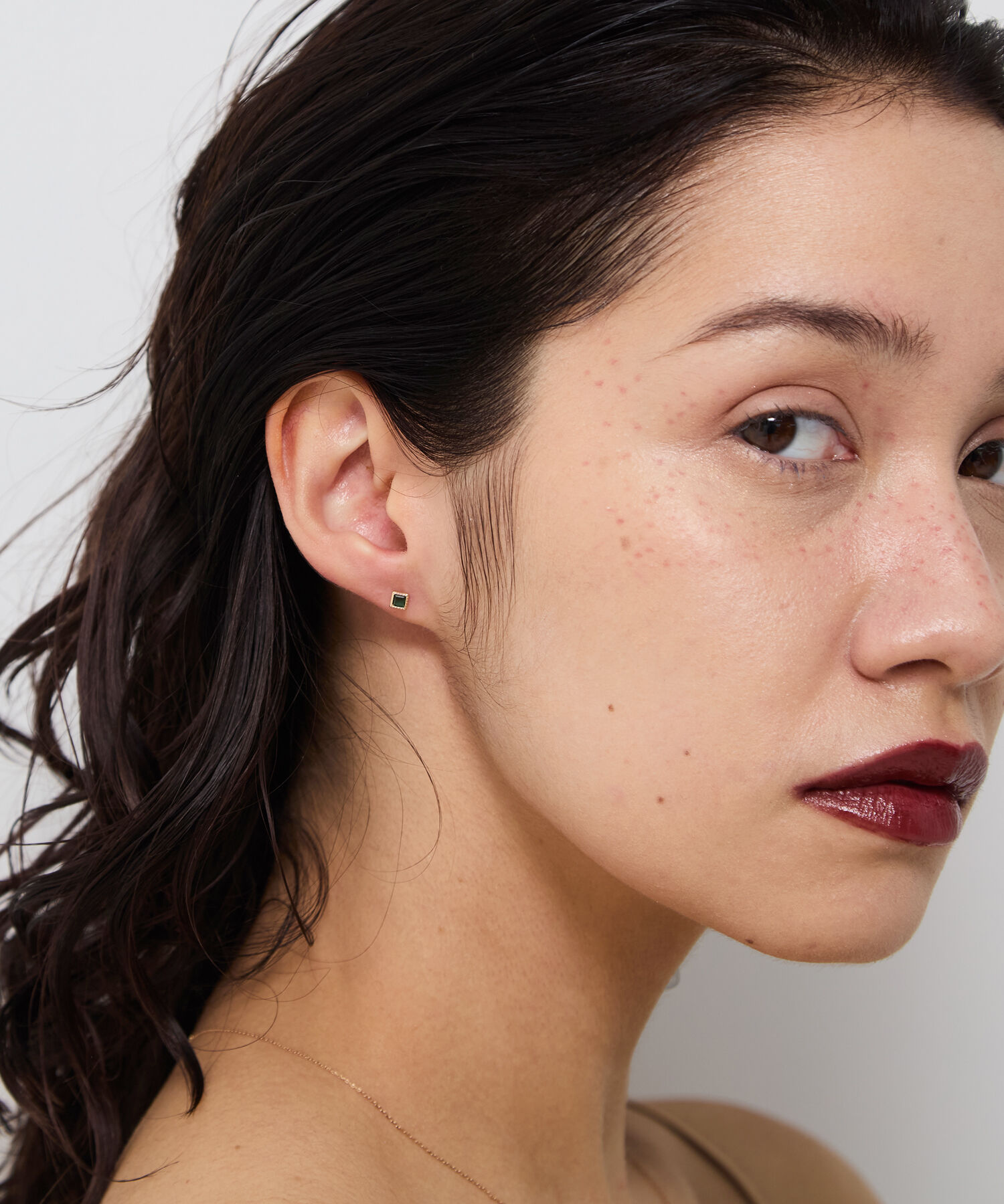 JUPITER「【K10】スクエア天然石ピアス/グリーンクォーツ」|ピアス|