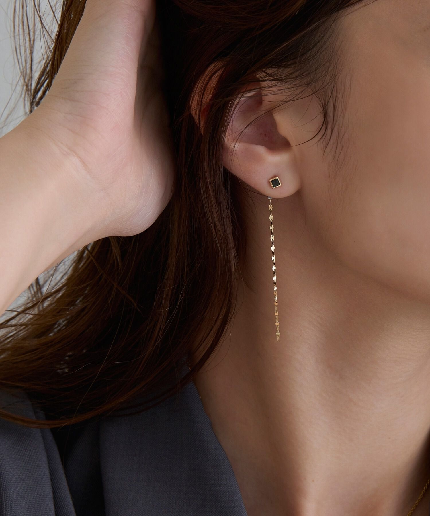 JUPITER「【K10】スクエア天然石ピアス/グリーンクォーツ」|ピアス|