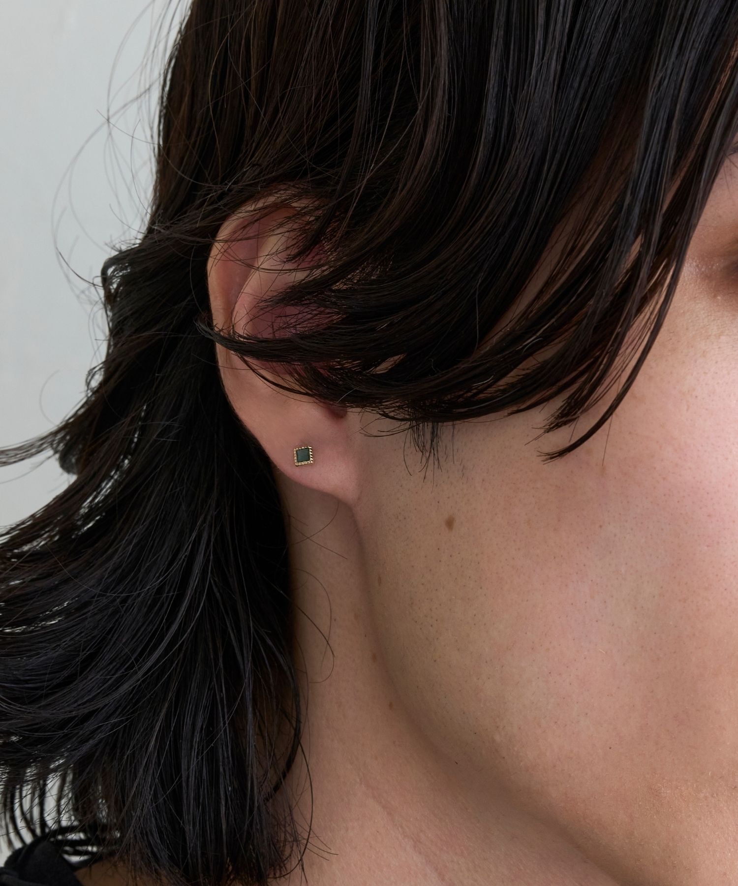 JUPITER「【K10】スクエア天然石ピアス/グリーンクォーツ」|ピアス|