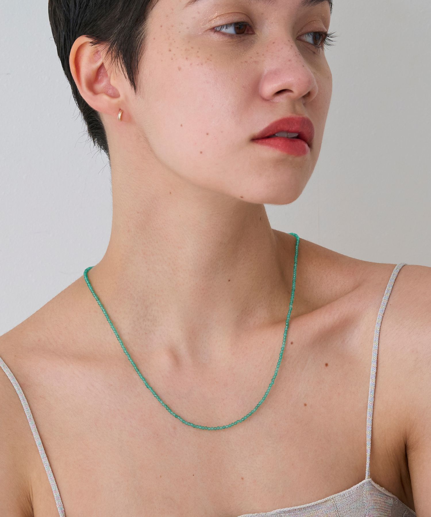 JUPITER「天然石ビーズネックレス/金属アレルギー対応/ニッケルフリー　グリーンオニキス」|ネックレス|