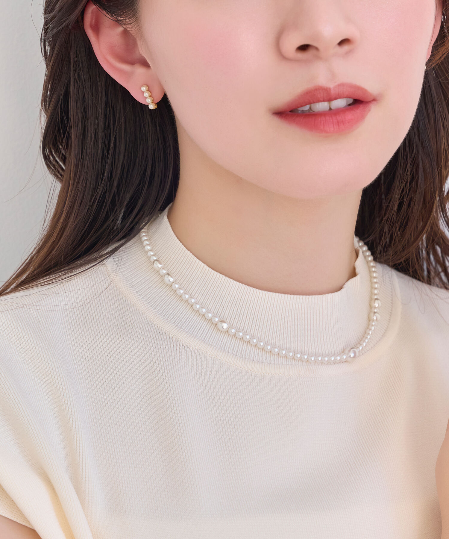 Phoebe「≪雑誌掲載≫【金属アレルギー対応】クラスアップパールネックレス」|ネックレス|ホワイト