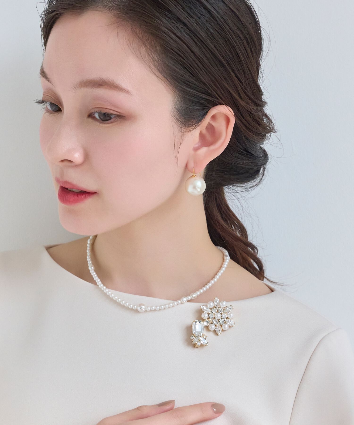 Phoebe「≪雑誌掲載≫【金属アレルギー対応】クラスアップパールネックレス」|ネックレス|