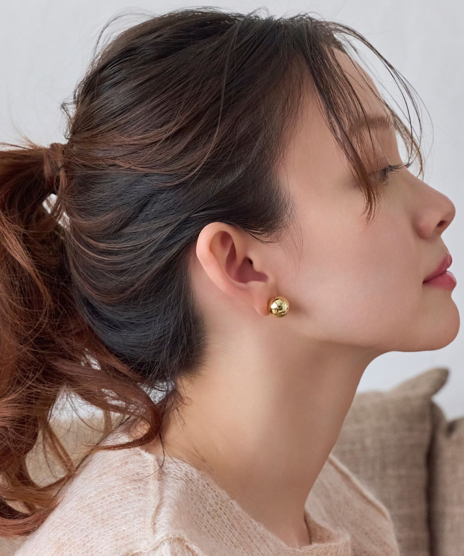 Phoebe「モードメタルビジューバックキャッチピアス」|ピアス|