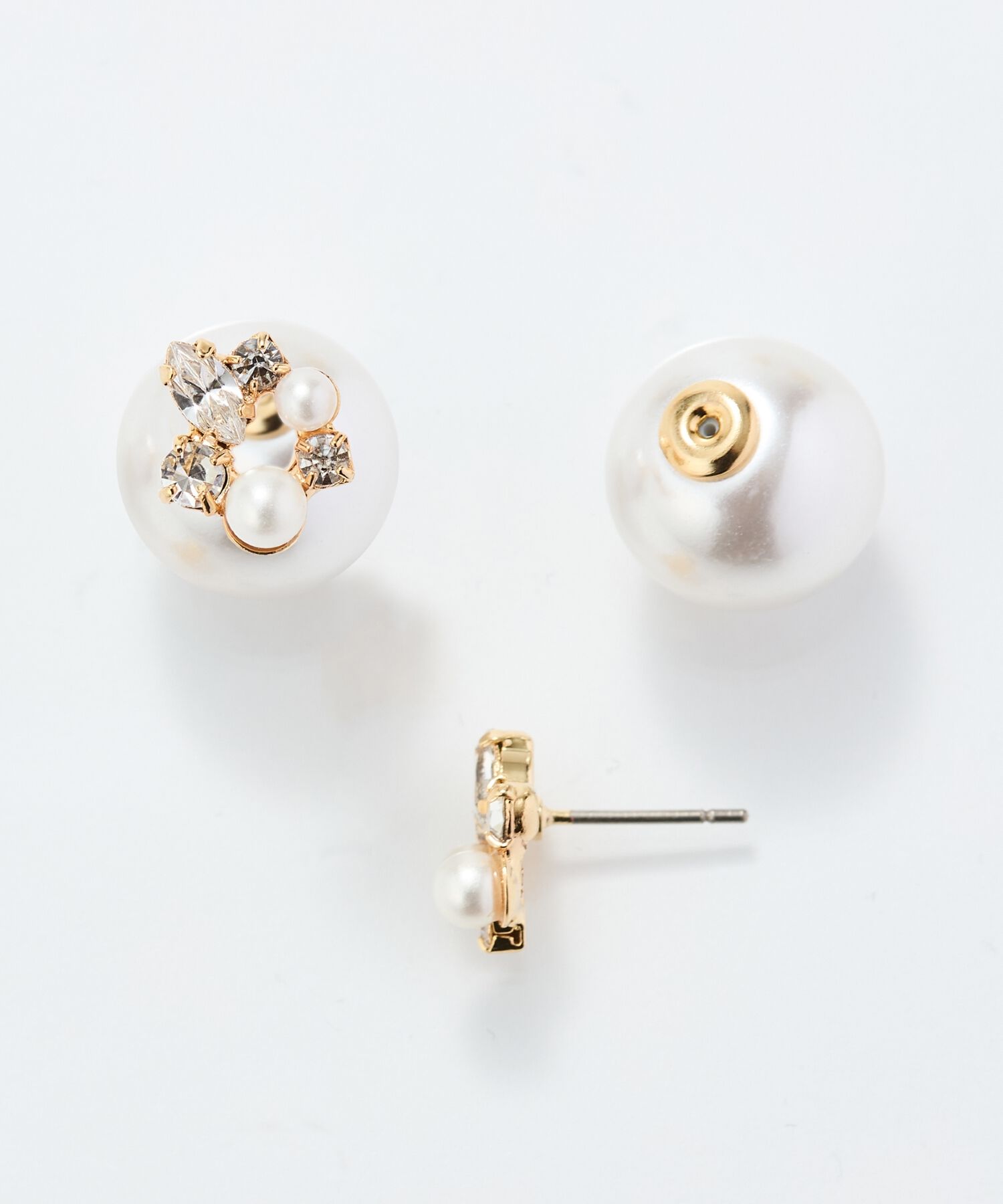 Phoebe「クラシカルパール&times;ビジューバックキャッチピアス」|ピアス|