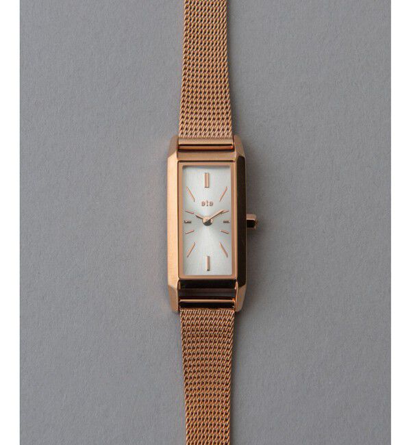 ete「レクタングルフェイス メッシュベルト ウォッチ」|腕時計|ピンクゴールド