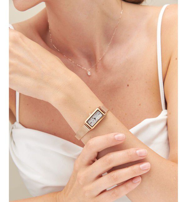 ete「レクタングルフェイス メッシュベルト ウォッチ」|腕時計|