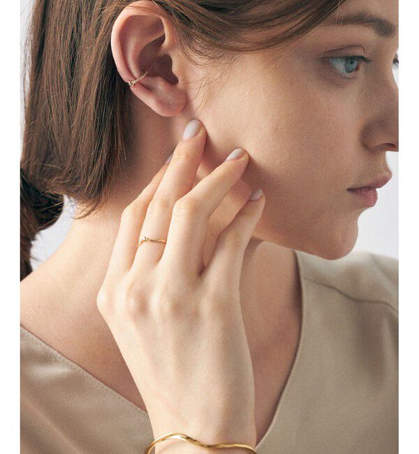 ete「K10YG ダイヤモンド ハグカフ リバーシブル」|イヤーカフ|