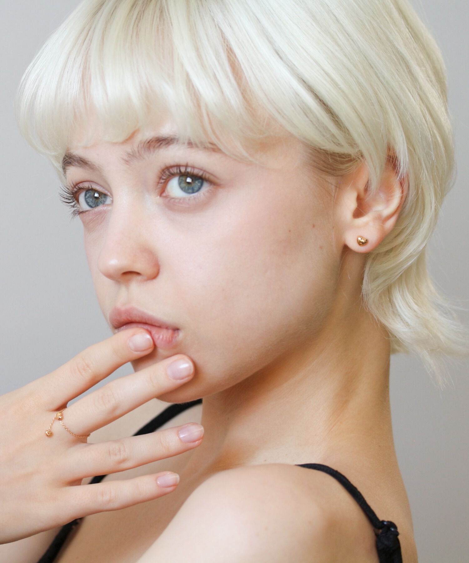  「ゴールド ハート チェーンリング | K18YG/PG」|リング|