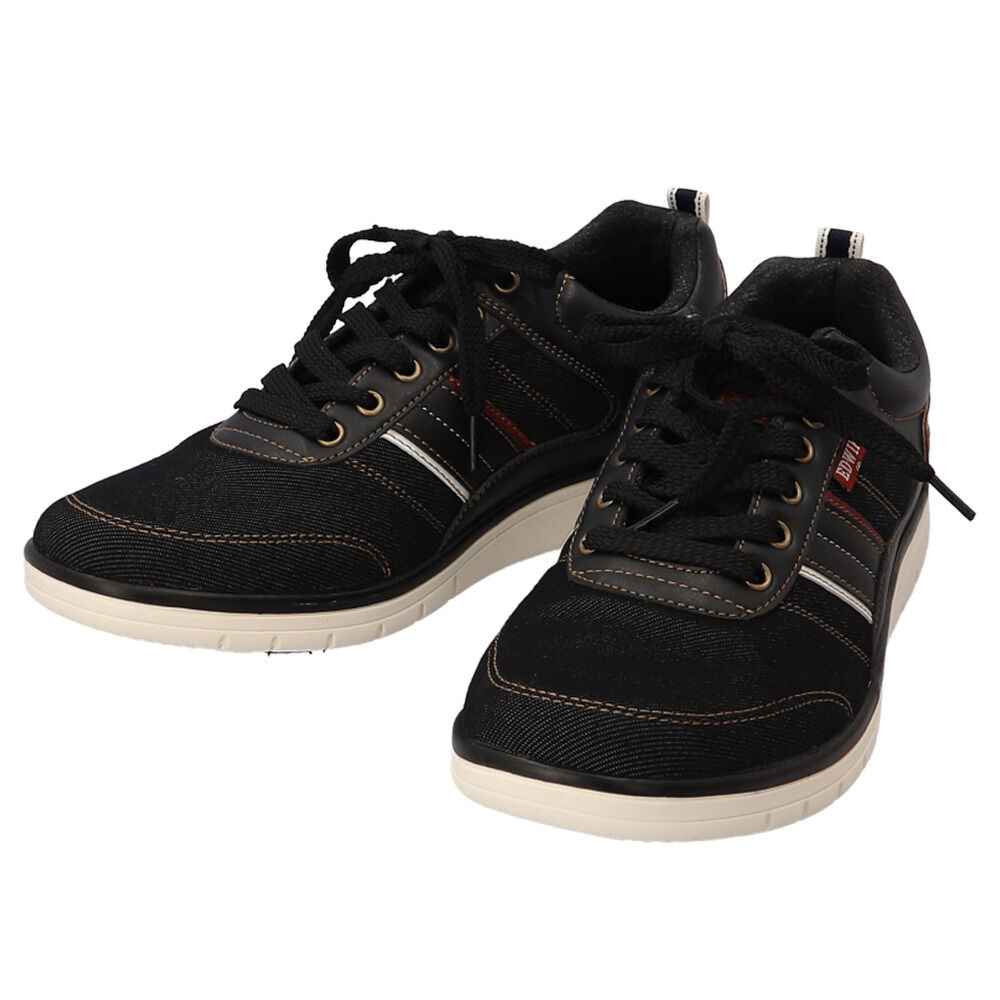 BACKYARD FAMILY「EDWIN メンズ スニーカー 7643 通販 エドウィン 軽量 軽い ローカットスニーカー」|スリッポン|ブラック1