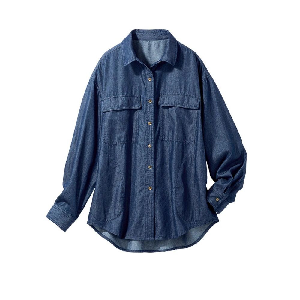 BACKYARD FAMILY「デニムシャツ 薄手 レディース 通販 サラリ大人のサステナブル 夏デニムシャツジャケット デニム」|シャツ・ブラウス|ブルー1