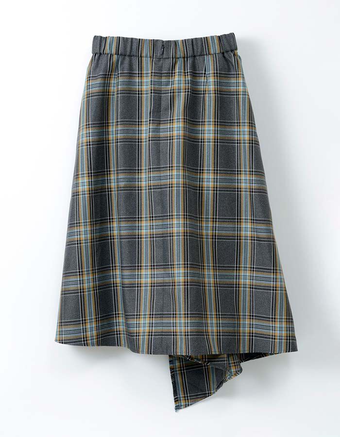 BACKYARD FAMILY「MIND フリンジチェックスカート 通販 日本製 スカート チェックスカート フリンジスカート」|スカート|