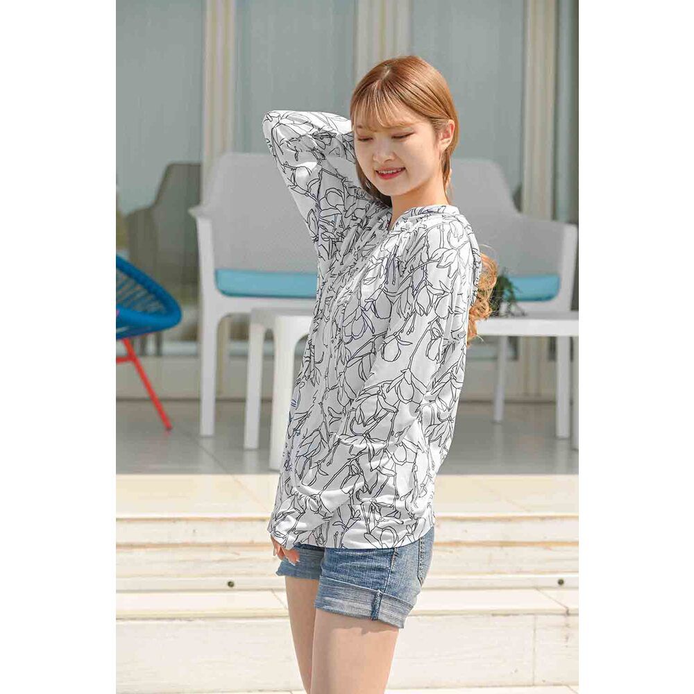 BACKYARD FAMILY「ラッシュガード レディース 長袖 通販 おしゃれ 柄 パーカー 夏 ジップアップ M-L L-LL」|スポーツ|ホワイト2