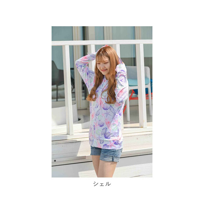 BACKYARD FAMILY「ラッシュガード レディース 長袖 通販 おしゃれ 柄 パーカー 夏 ジップアップ M-L L-LL」|スポーツ|