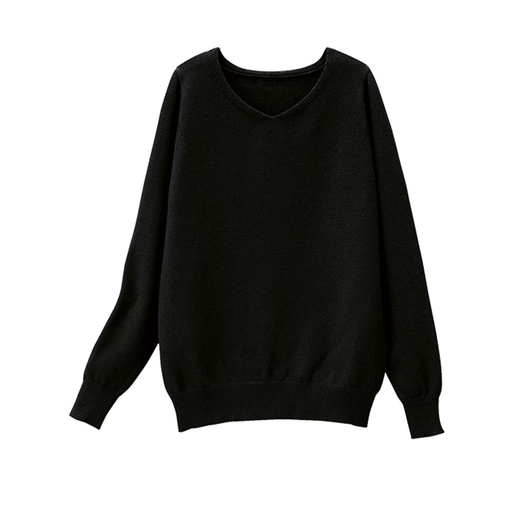 BACKYARD FAMILY「ニット 秋 レディース きれいめ 通販 セーター Vネックセーター プルオーバー 静電気 防止 服」|ニット・セーター|ブラック1
