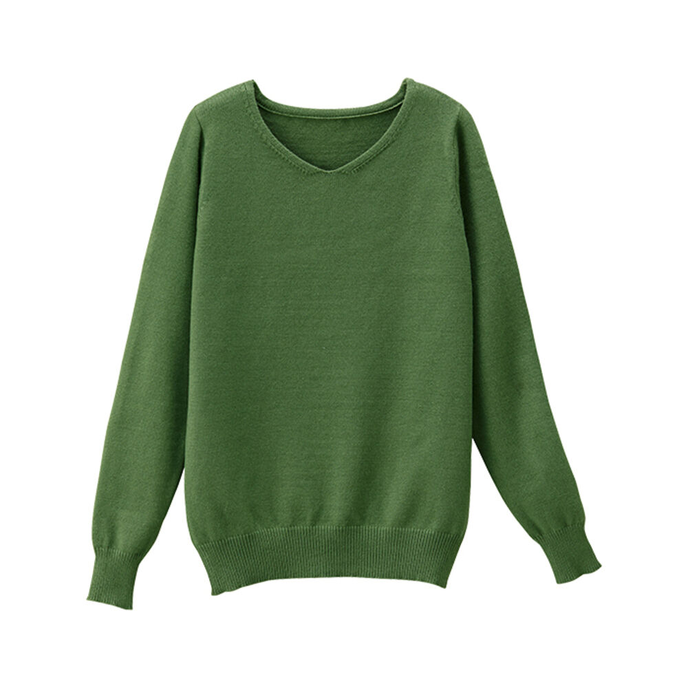 BACKYARD FAMILY「ニット 秋 レディース きれいめ 通販 セーター Vネックセーター プルオーバー 静電気 防止 服」|ニット・セーター|グリーン1