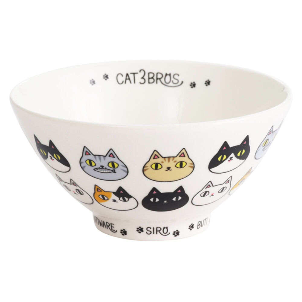BACKYARD FAMILY「にゃん屋 猫3兄弟 お茶碗 通販 日本製 飯椀 ご飯茶碗 茶碗 茶わん 猫 ねこ ネコ 耳付き」|食器・キッチングッズ|ホワイト2