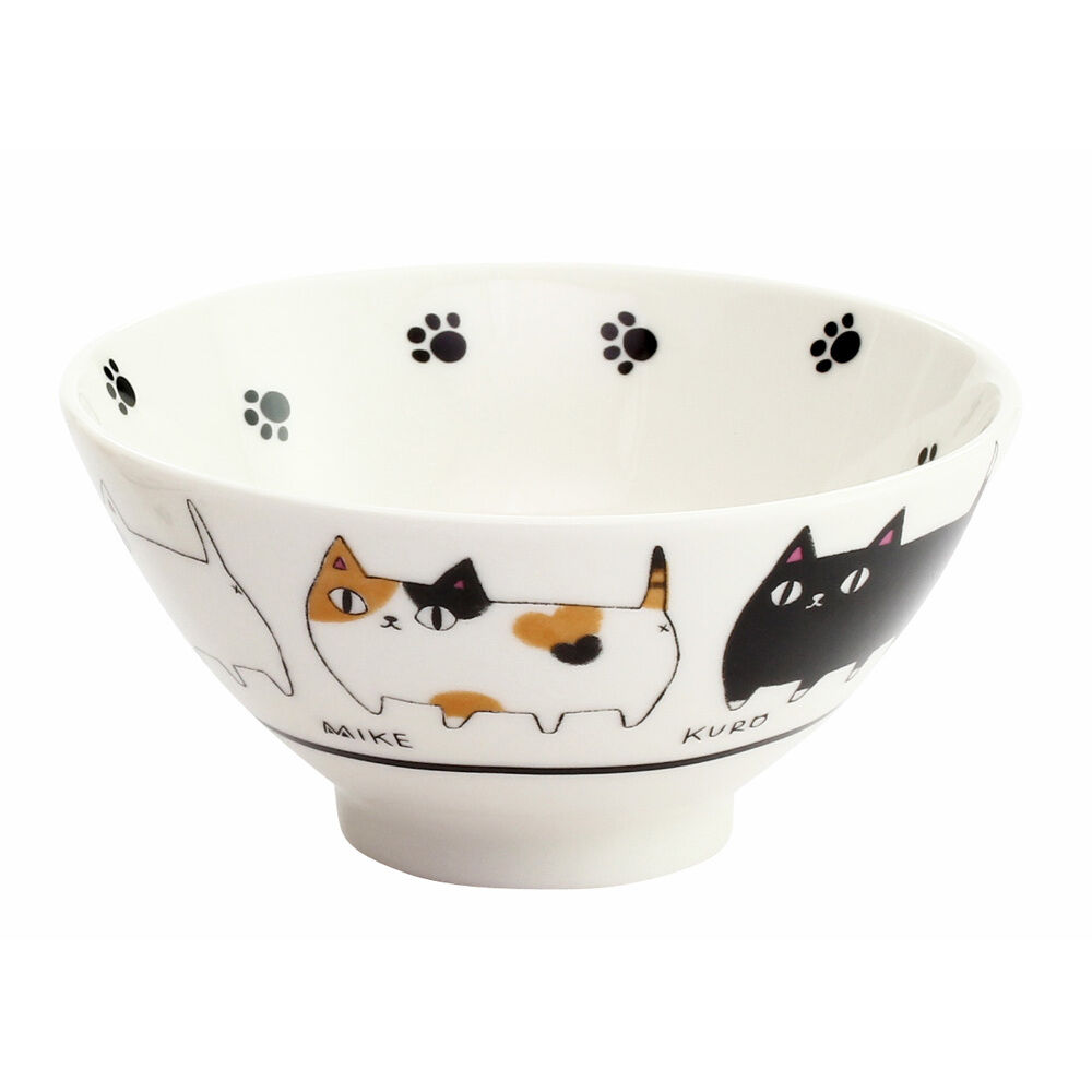 BACKYARD FAMILY「にゃん屋 猫3兄弟 お茶碗 通販 日本製 飯椀 ご飯茶碗 茶碗 茶わん 猫 ねこ ネコ 耳付き」|食器・キッチングッズ|ホワイト3