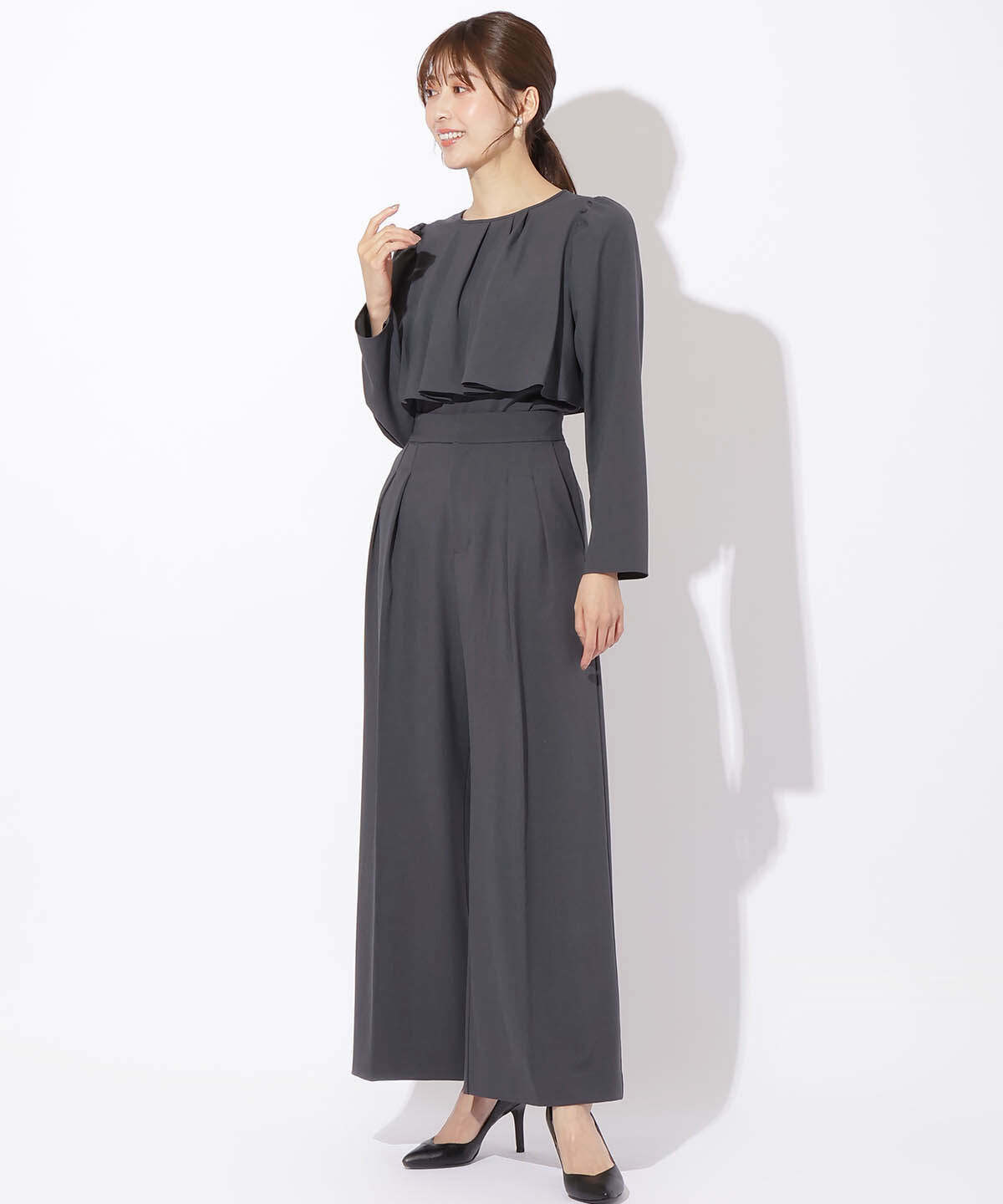 アンドクチュール「フロントフリルケープブラウス」|シャツ・ブラウス|