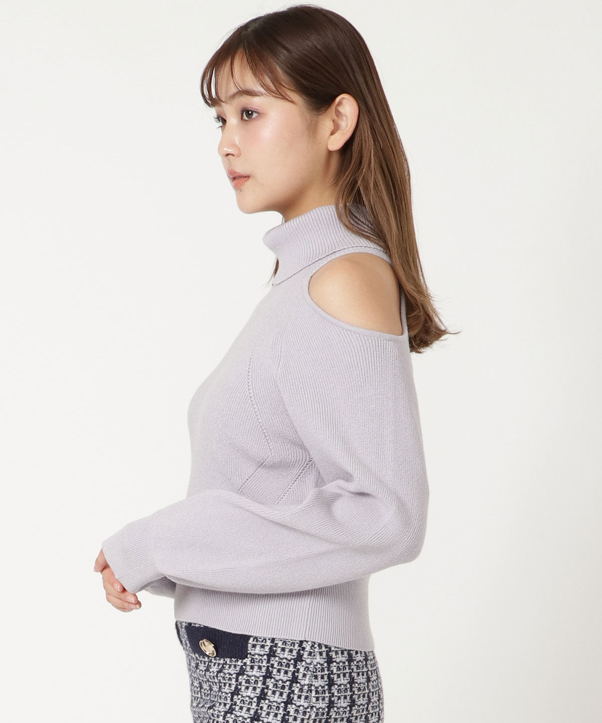 REDYAZEL「肩あきアシメタートルニット」|ニット・セーター|