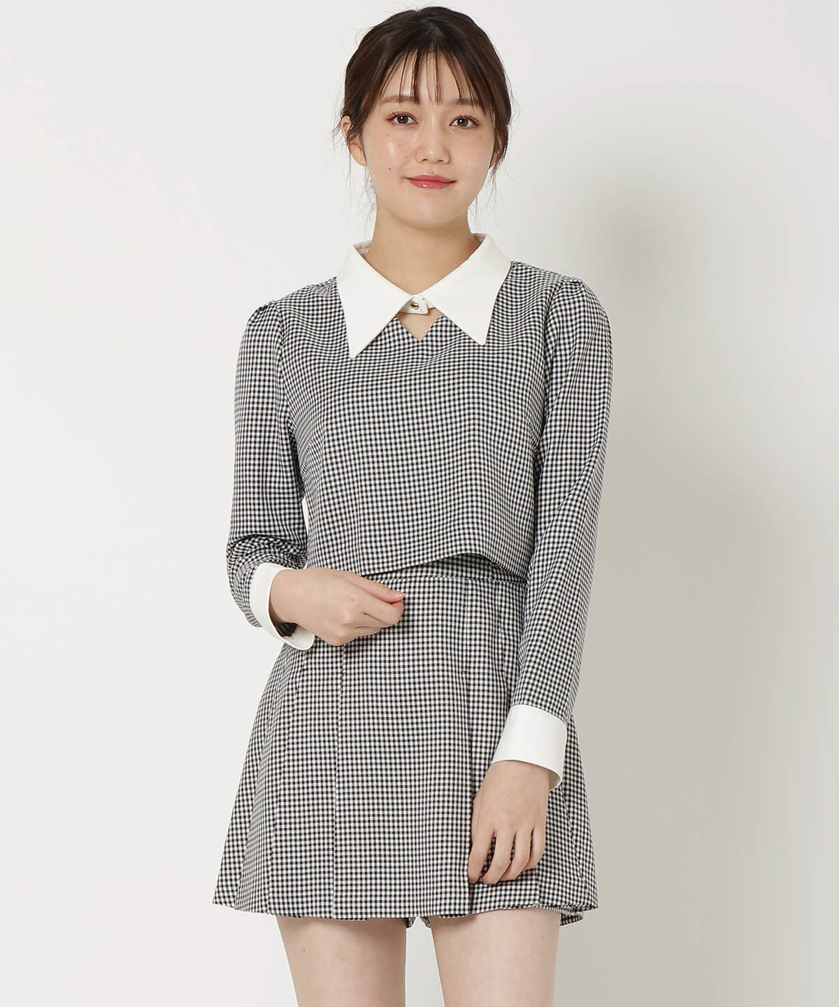 REDYAZEL「サイドビットプリーツスカパン」|キュロット|黒系チェック