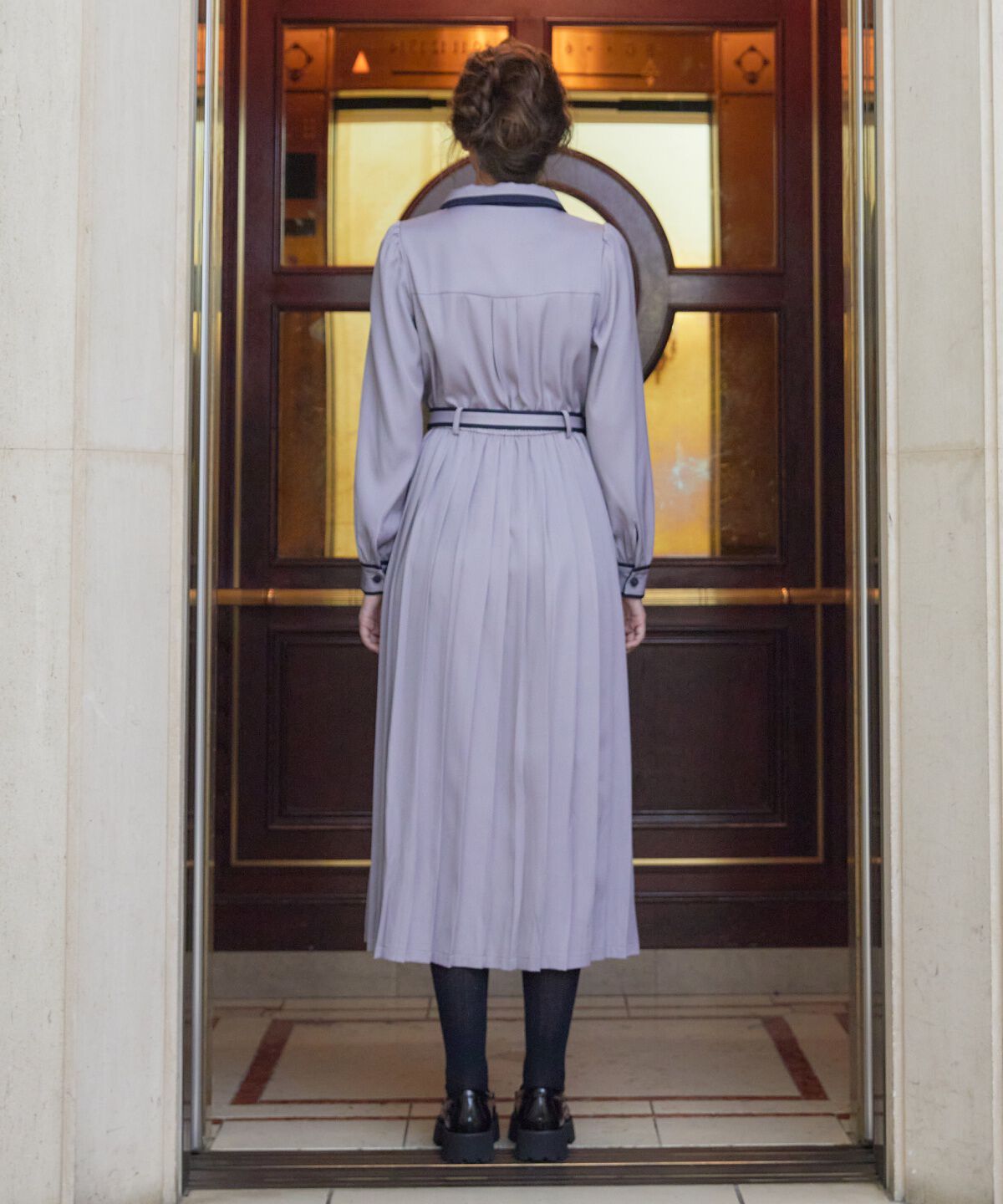 REDYAZEL「バイカラープリーツシャツワンピース」|ワンピース|