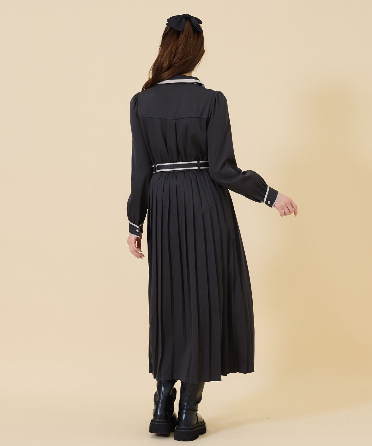 REDYAZEL「バイカラープリーツシャツワンピース」|ワンピース|