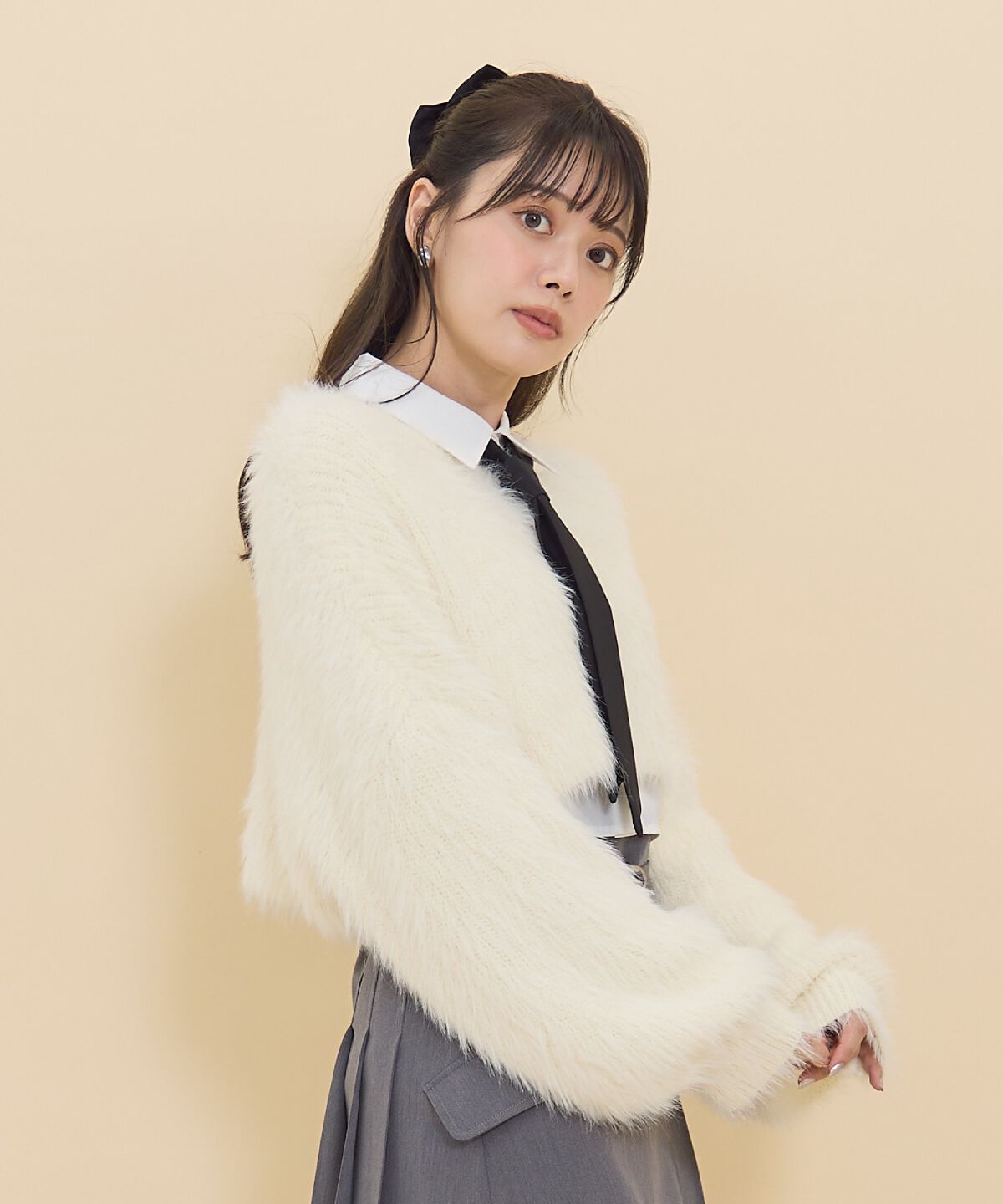 REDYAZEL「シャギーニット＆ネクタイシャツセット」|ニット・セーター|