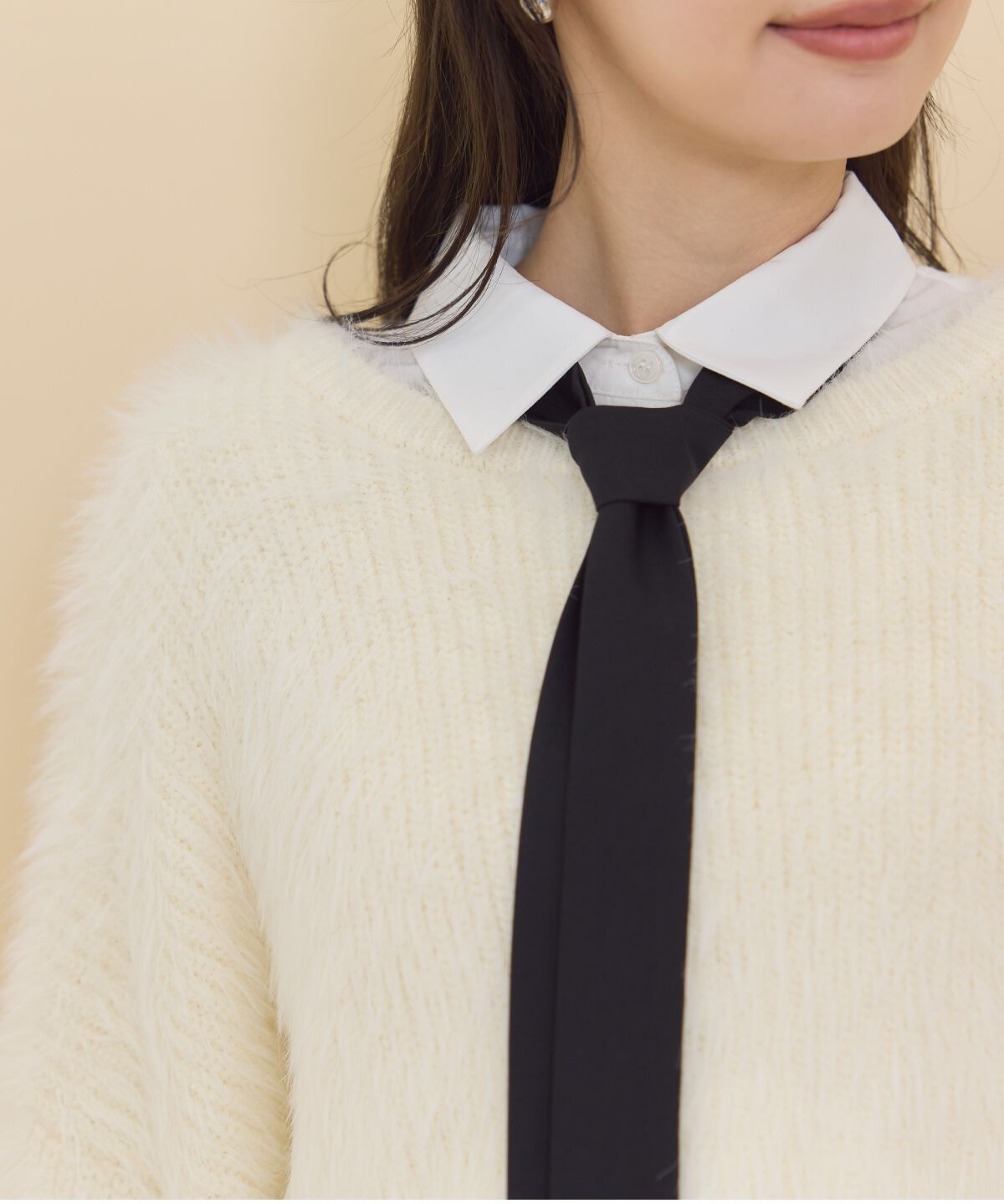 REDYAZEL「シャギーニット＆ネクタイシャツセット」|ニット・セーター|