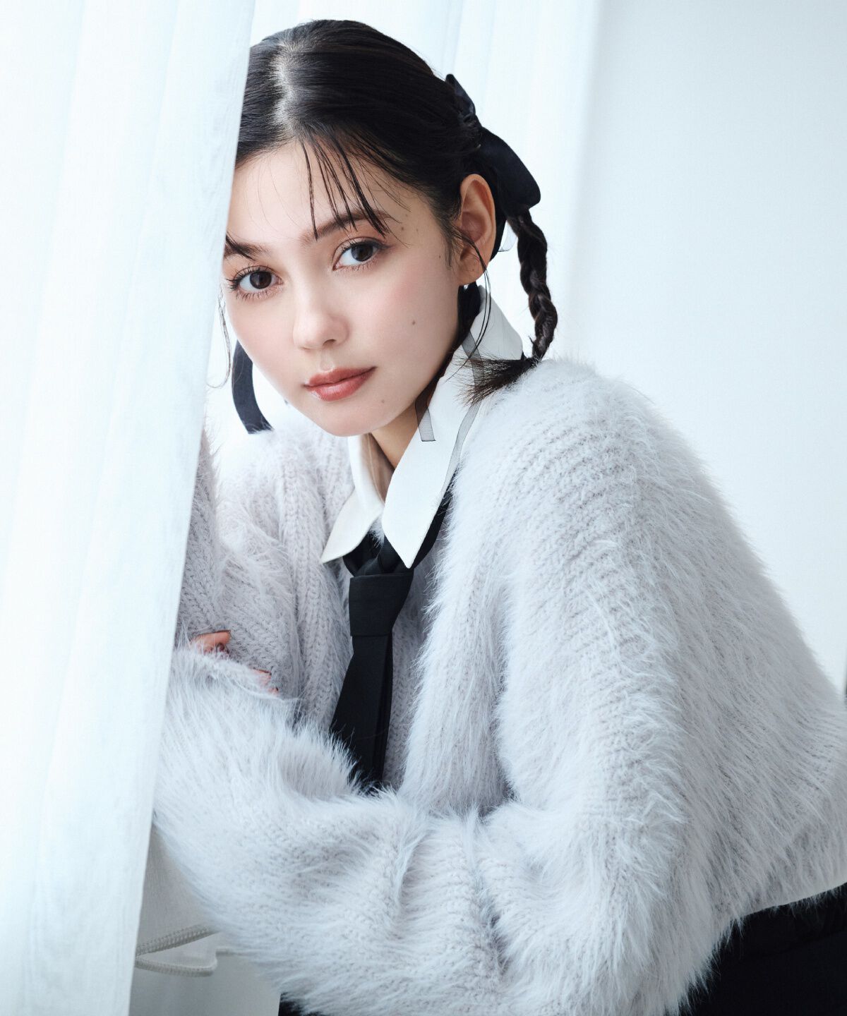 REDYAZEL「シャギーニット＆ネクタイシャツセット」|ニット・セーター|