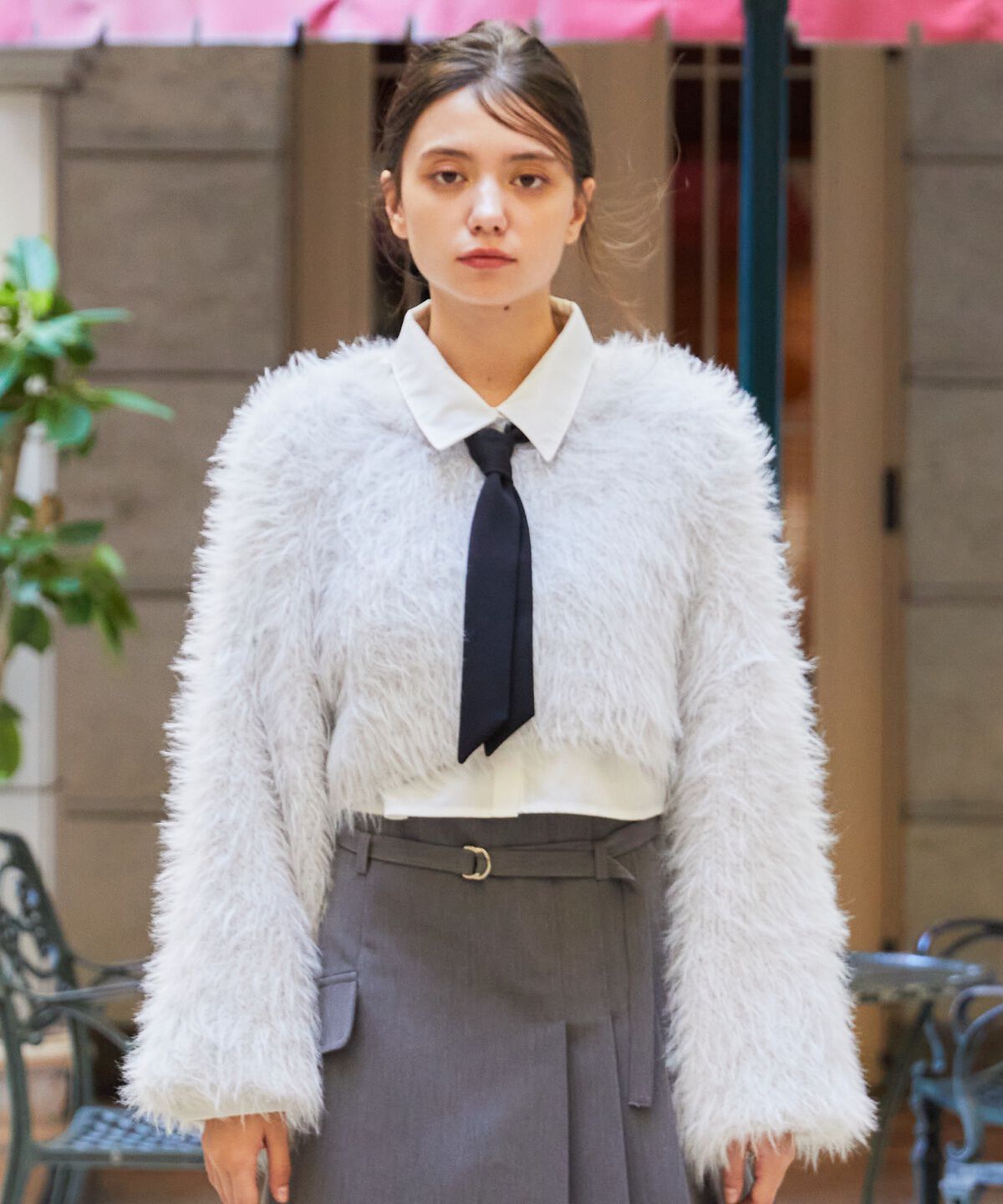 REDYAZEL「シャギーニット＆ネクタイシャツセット」|ニット・セーター|