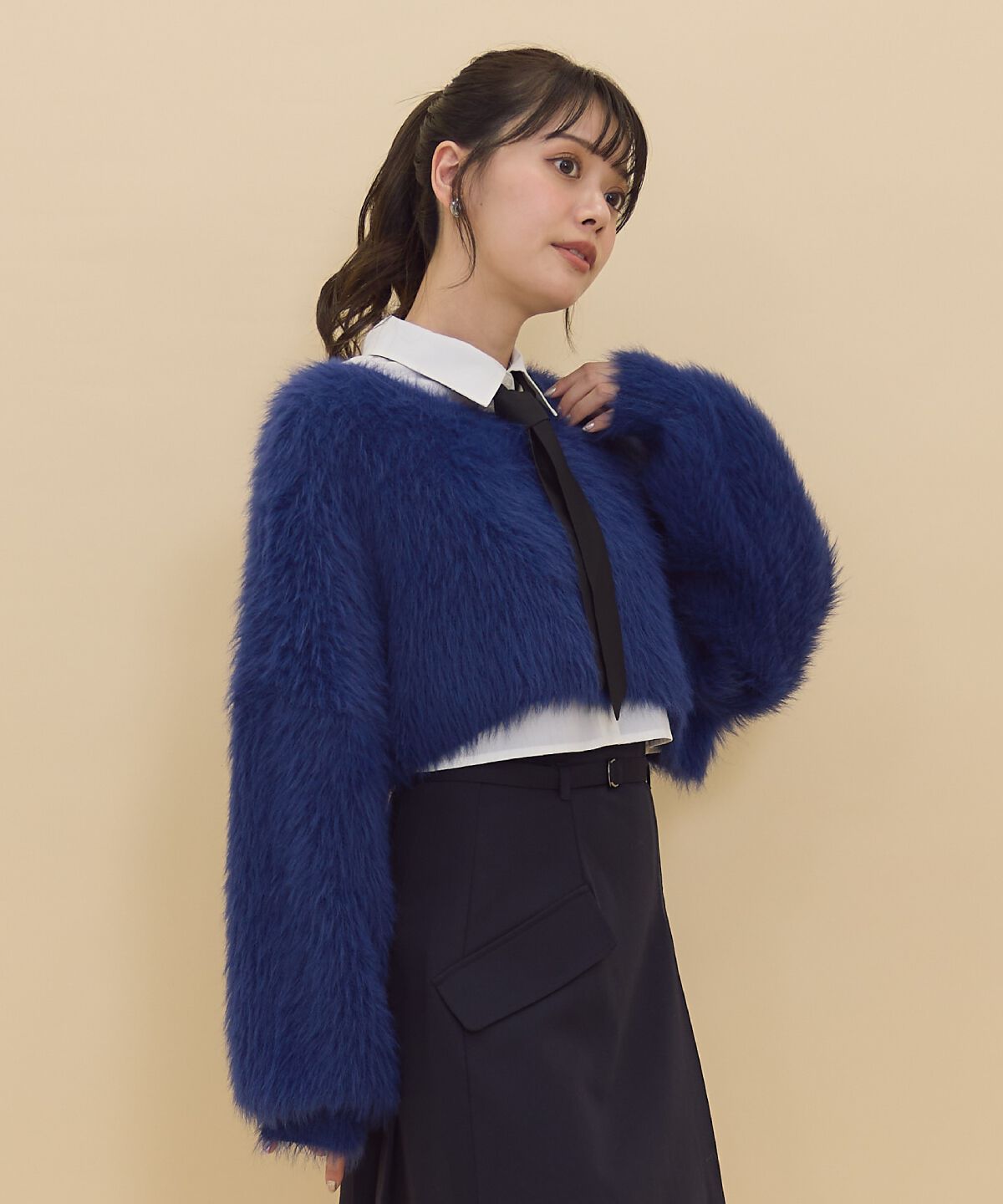 REDYAZEL「シャギーニット＆ネクタイシャツセット」|ニット・セーター|