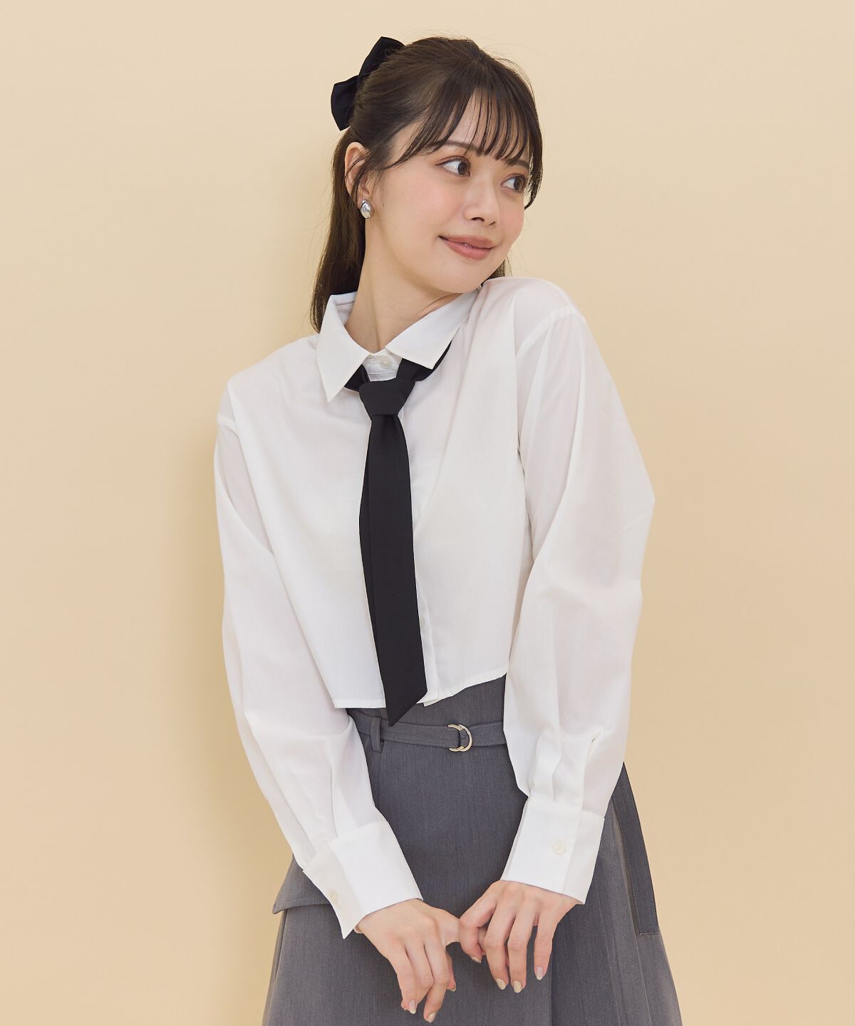 REDYAZEL「シャギーニット＆ネクタイシャツセット」|ニット・セーター|