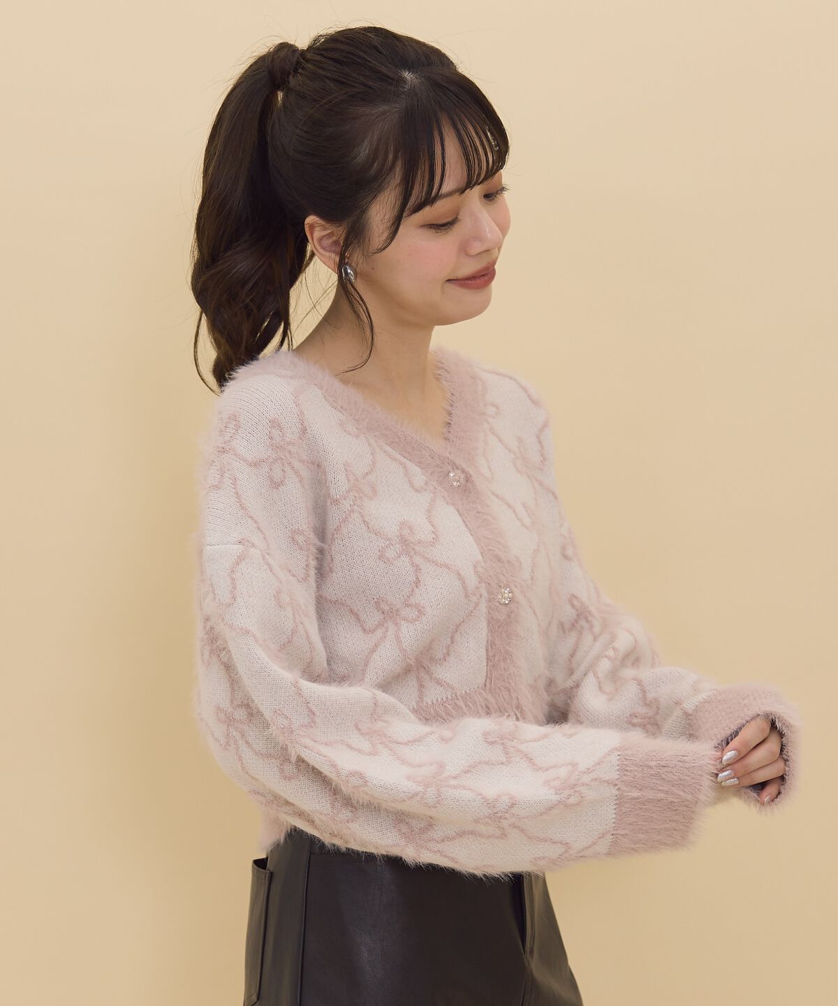 REDYAZEL「リボンジャガードカーディガン」|カーディガン|