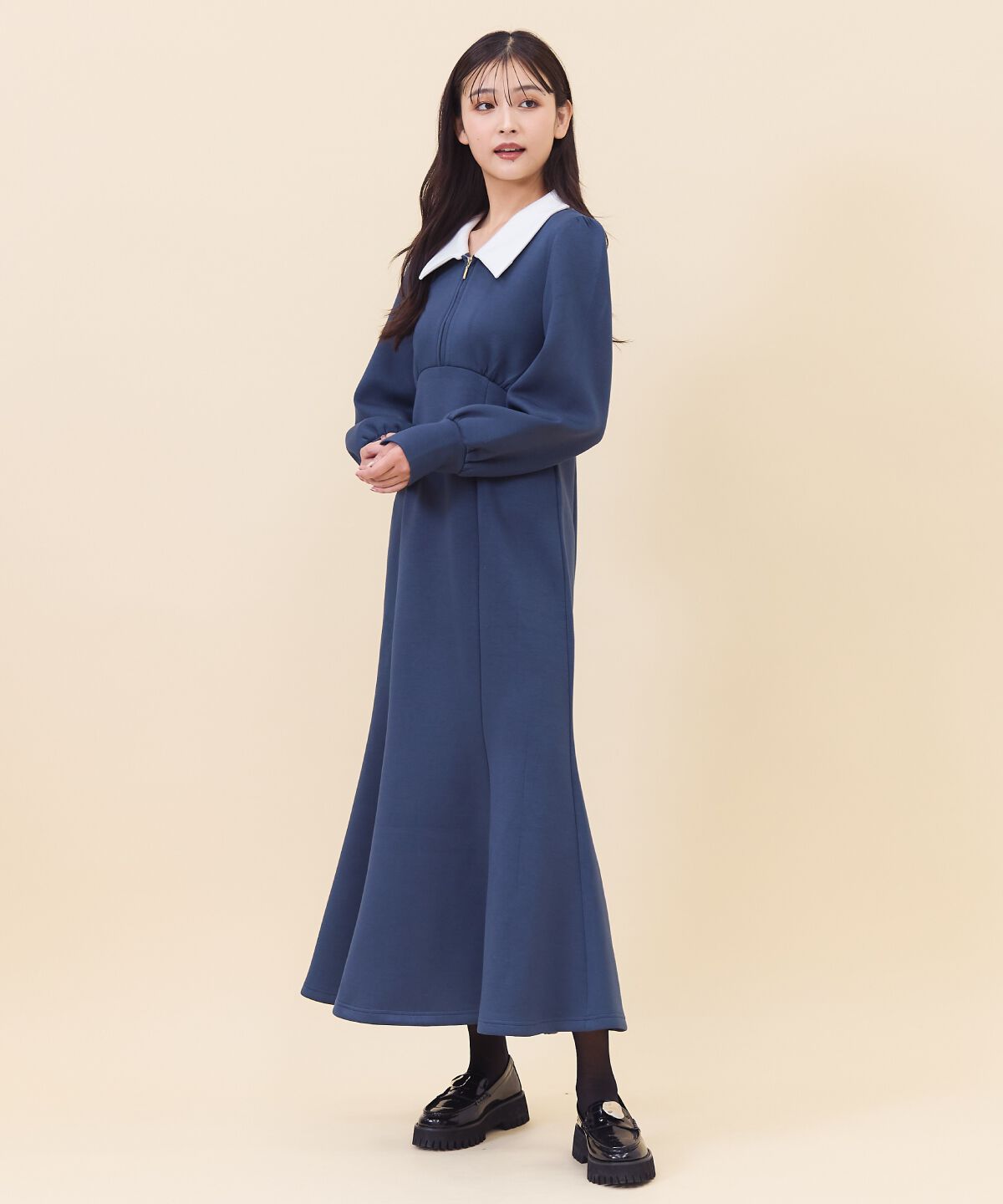 REDYAZEL「襟付きダンボールロングワンピース」|ワンピース|