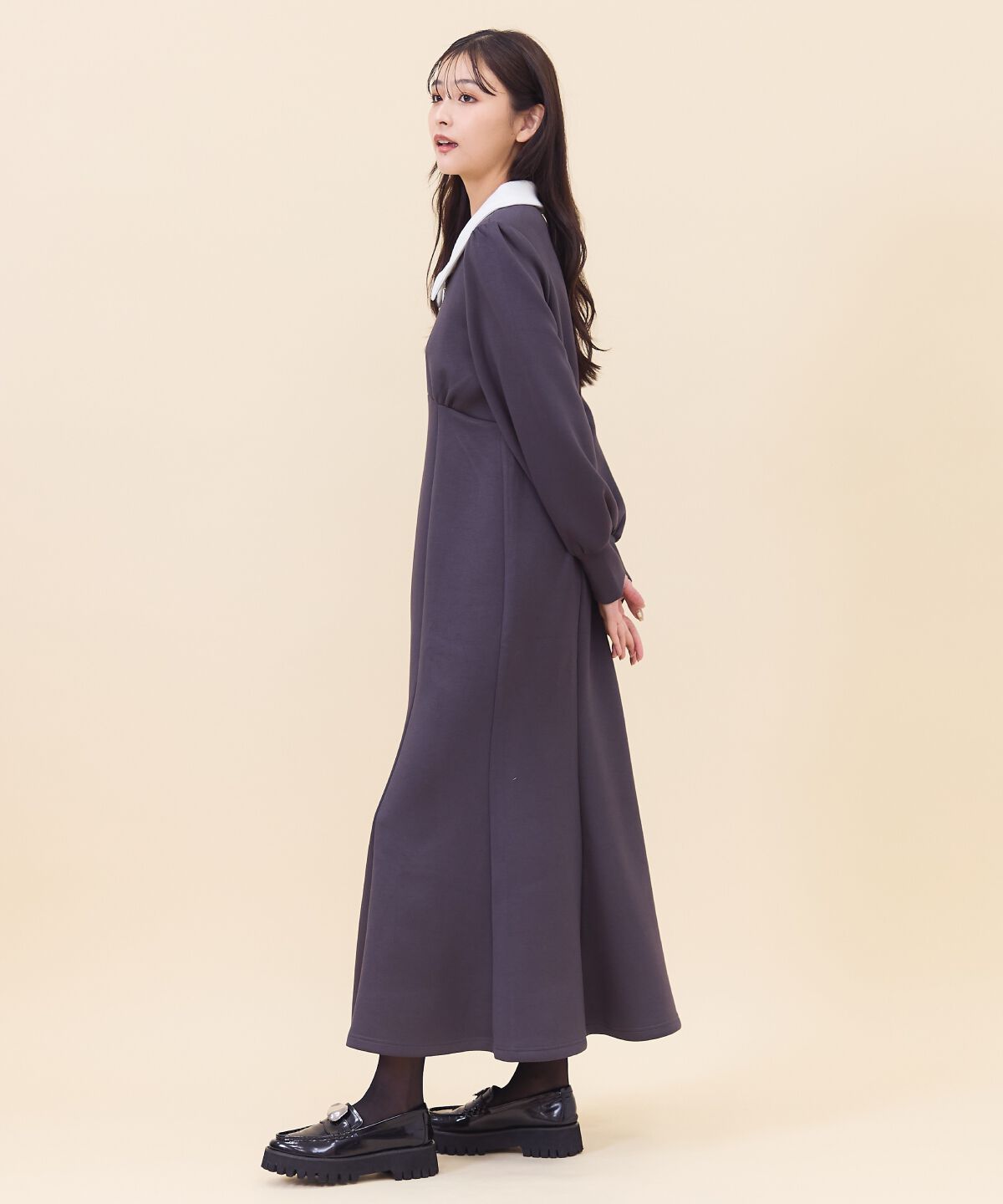 REDYAZEL「襟付きダンボールロングワンピース」|ワンピース|