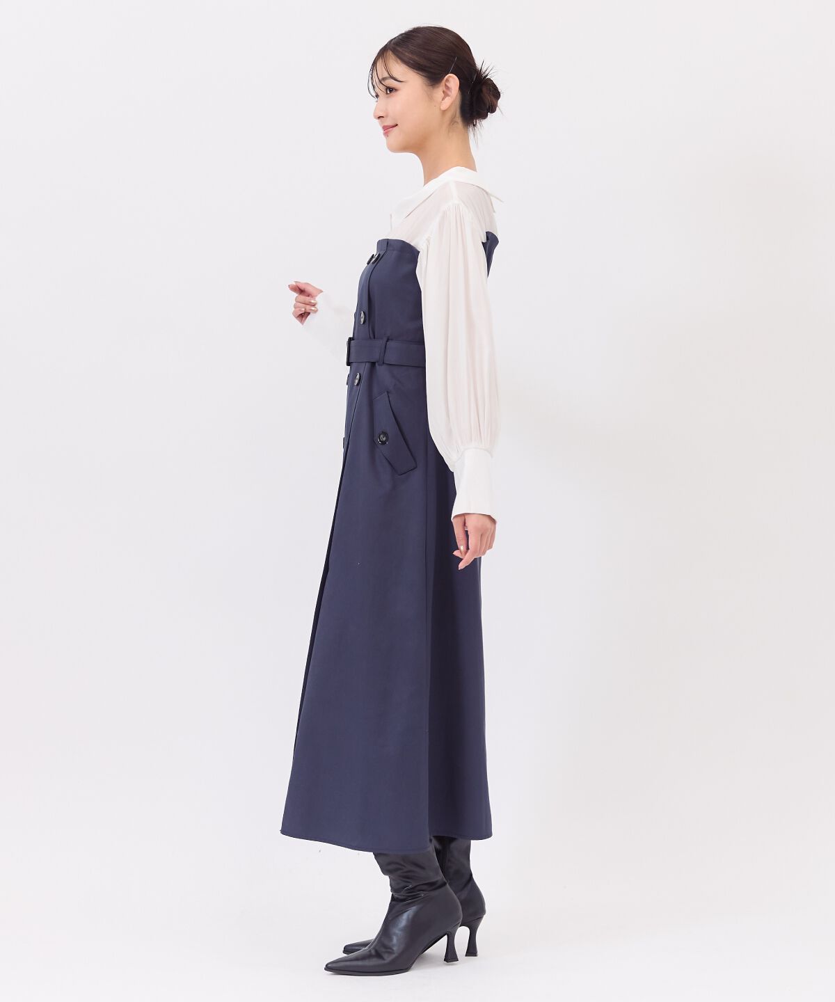 REDYAZEL「シャツレイヤードベアワンピース」|ワンピース|