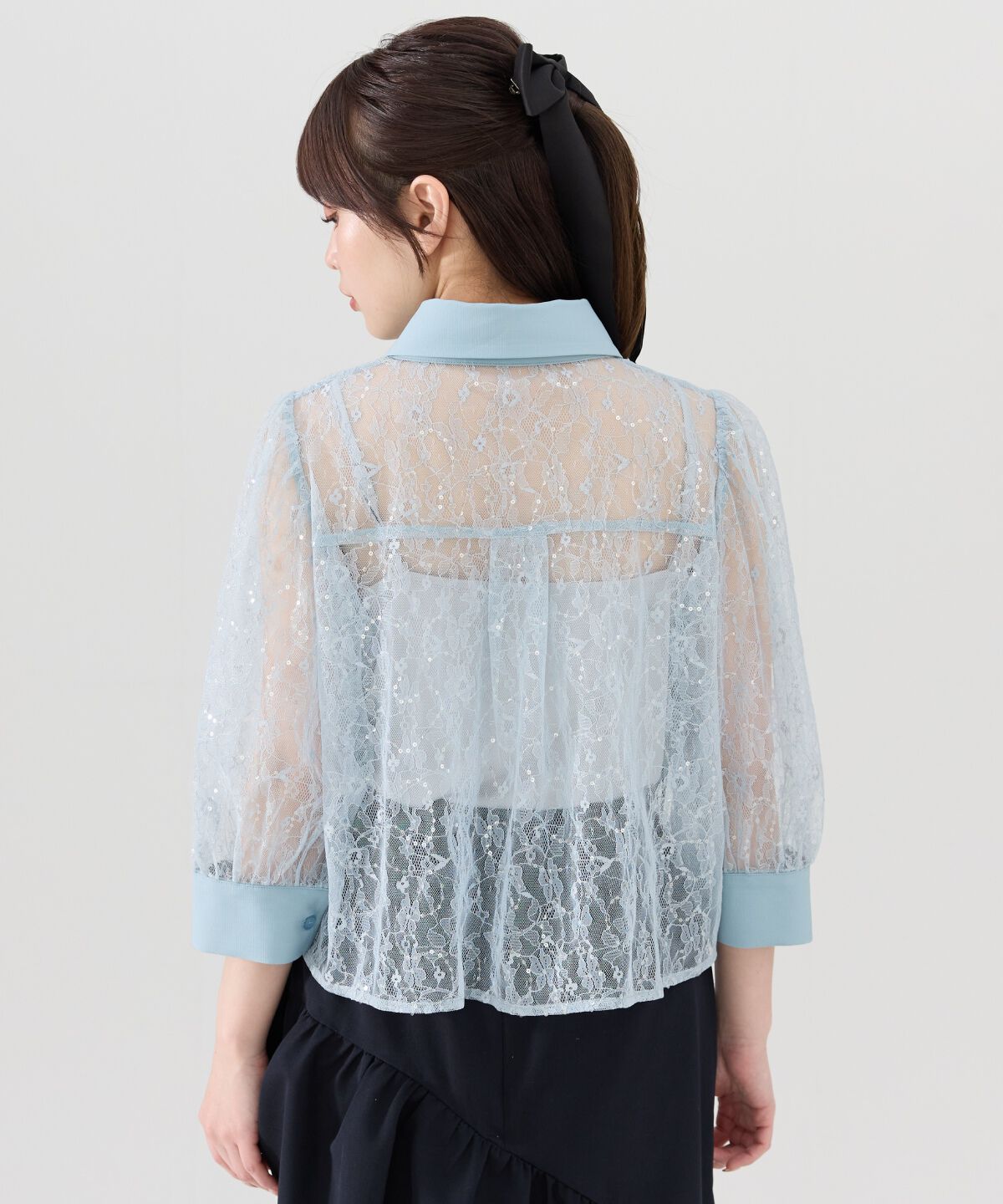 REDYAZEL「ラメスパンコールシアーレースシャツ」|シャツ・ブラウス|
