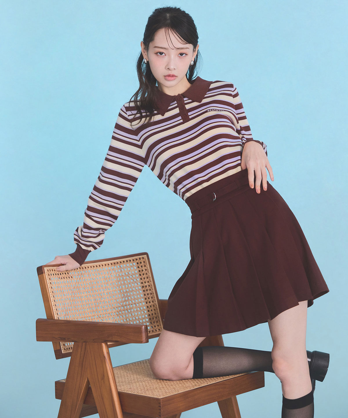 REDYAZEL「メルトンライクプリーツミニスカート」|フレア|