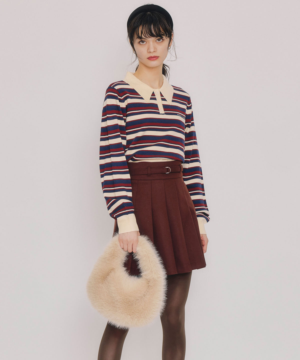 REDYAZEL「メルトンライクプリーツミニスカート」|フレア|