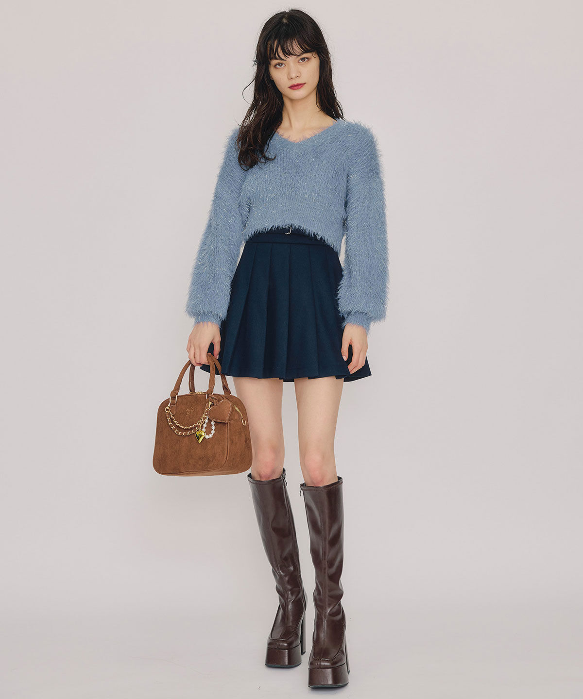 REDYAZEL「メルトンライクプリーツミニスカート」|フレア|