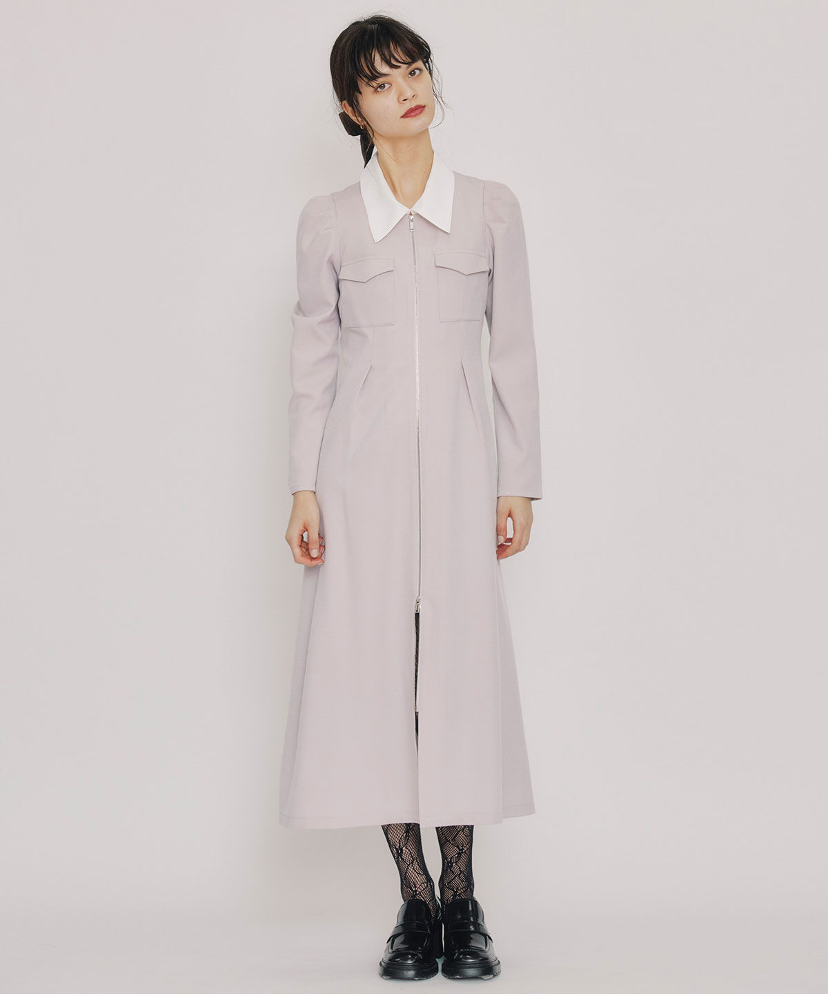 REDYAZEL「フロントZIPバイカラーロングワンピース」|ワンピース|