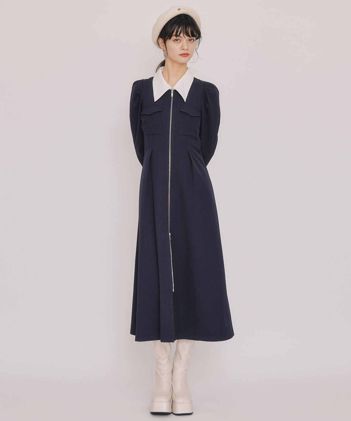 REDYAZEL「フロントZIPバイカラーロングワンピース」|ワンピース|