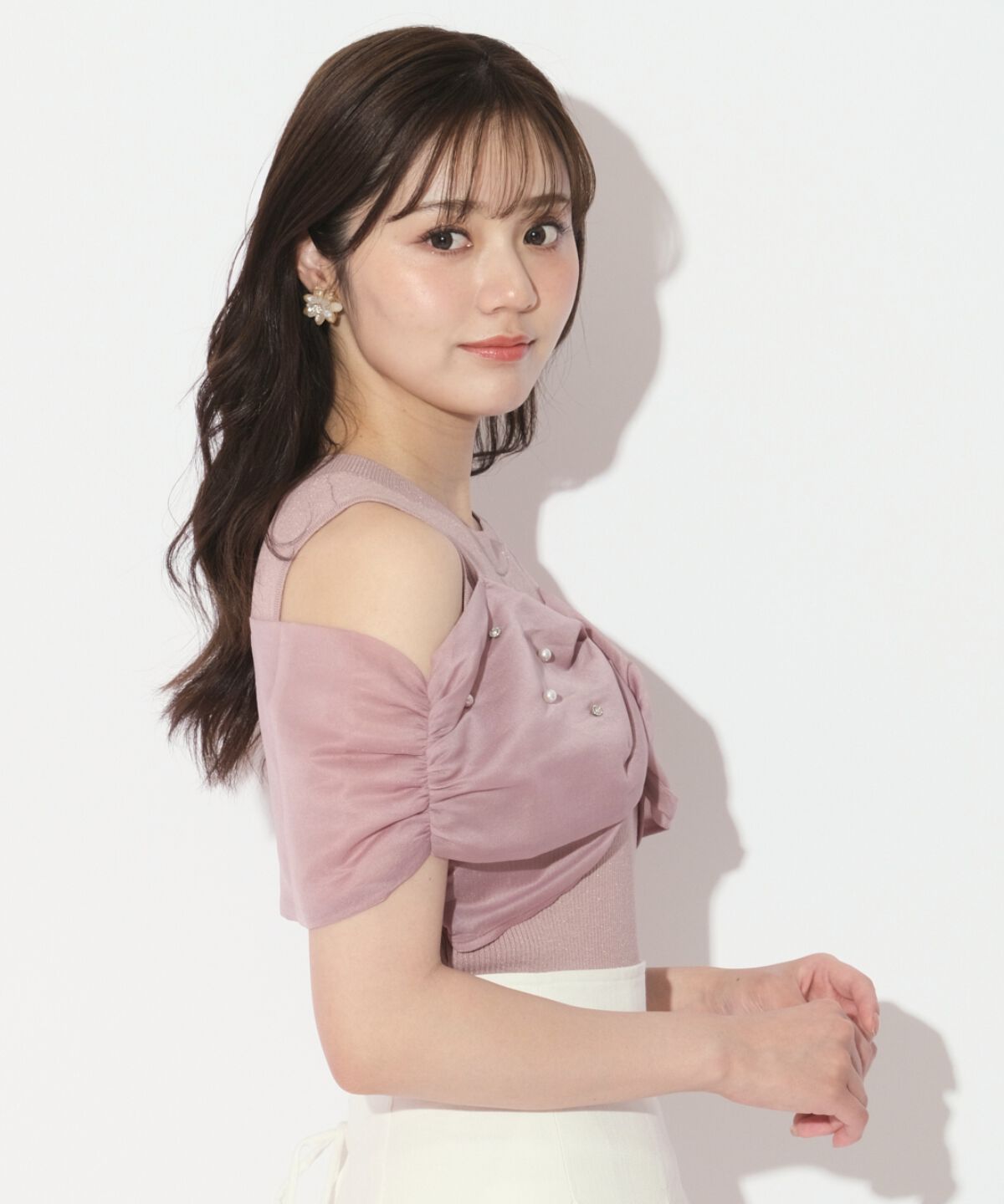 WILLSELECTION「ビジュー付きリボン風ニットプルオーバー」|ニット・セーター|