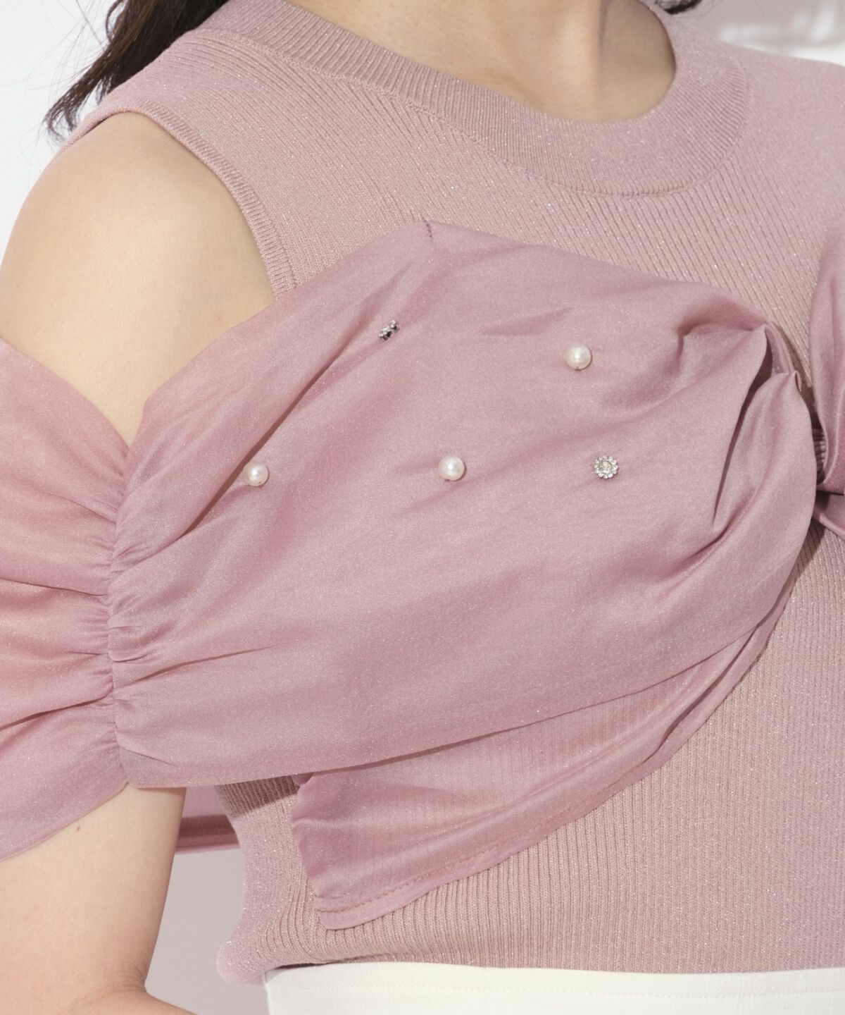 WILLSELECTION「ビジュー付きリボン風ニットプルオーバー」|ニット・セーター|