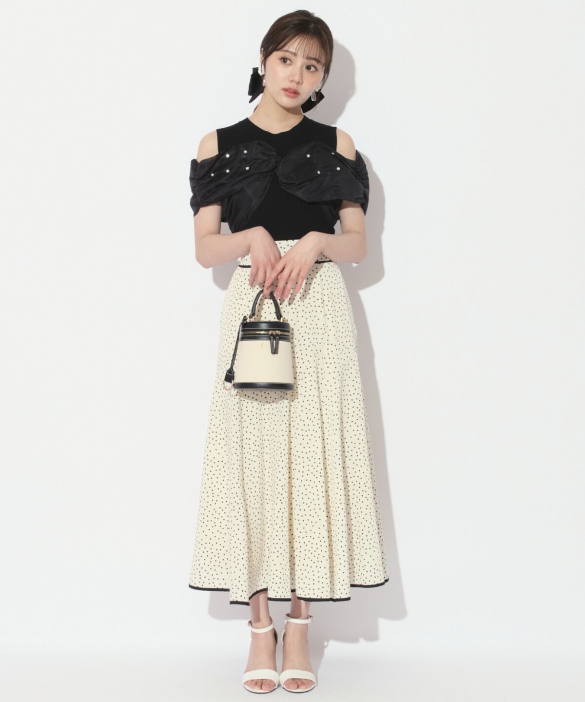 WILLSELECTION「ビジュー付きリボン風ニットプルオーバー」|ニット・セーター|