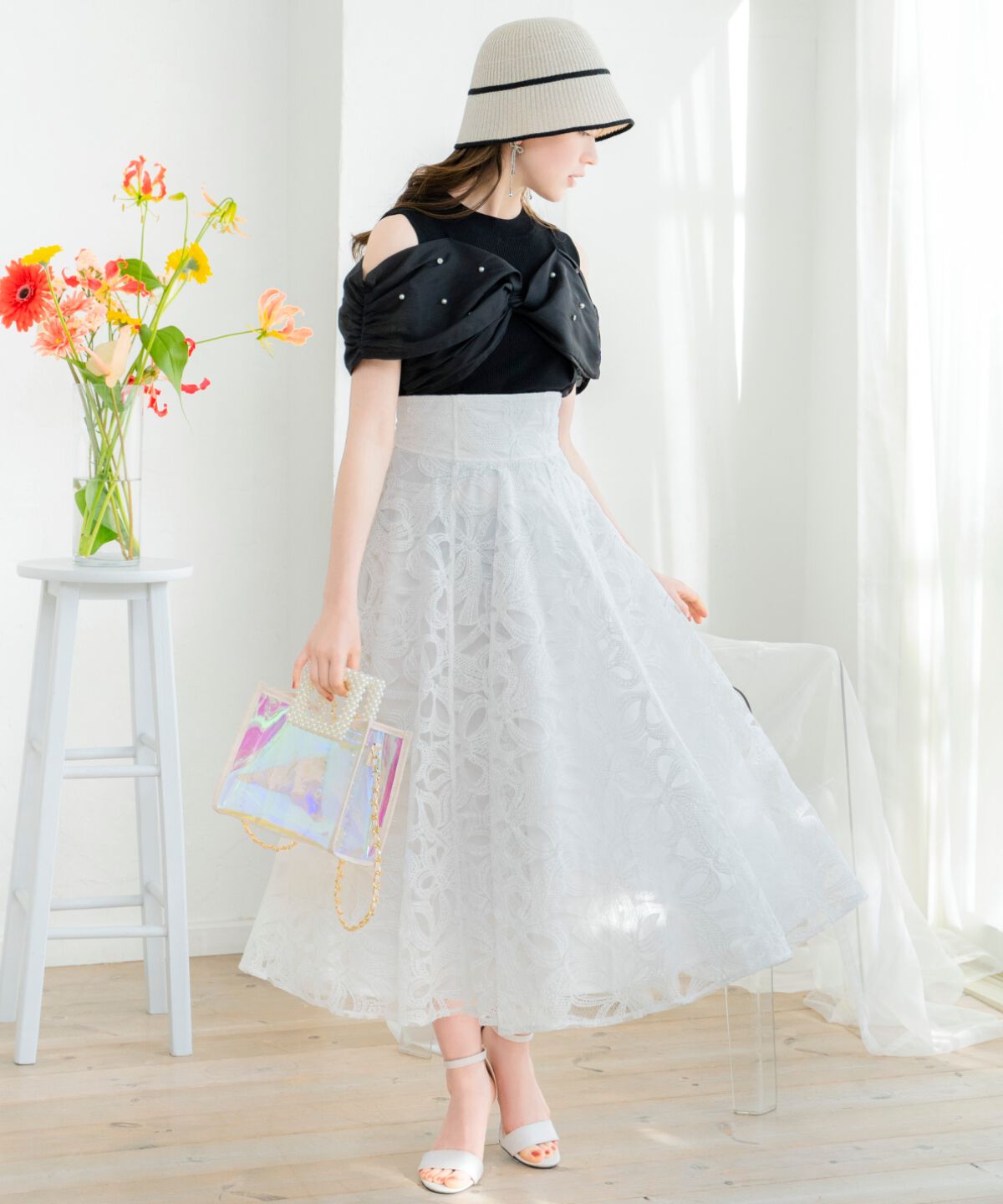 WILLSELECTION「ビジュー付きリボン風ニットプルオーバー」|ニット・セーター|