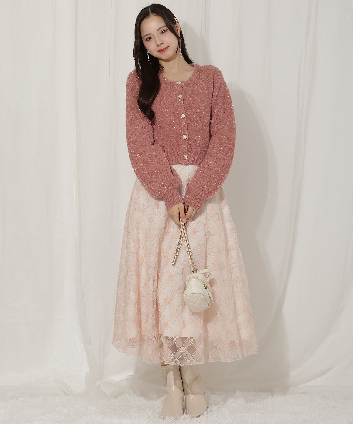 WILLSELECTION「パールボタンラメカーディガン」|カーディガン|