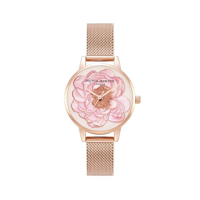 OLIVIA BURTON 「〈OLIIVIA BURTON(ｵﾘﾋﾞｱﾊﾞｰﾄﾝ)〉ﾌﾞﾛｻｯﾑ 30mm  3D ﾌﾞﾛｻｯﾑ ﾛｰｽﾞｺﾞｰﾙﾄﾞﾒｯｼｭ」|腕時計|ROSE GOLD
